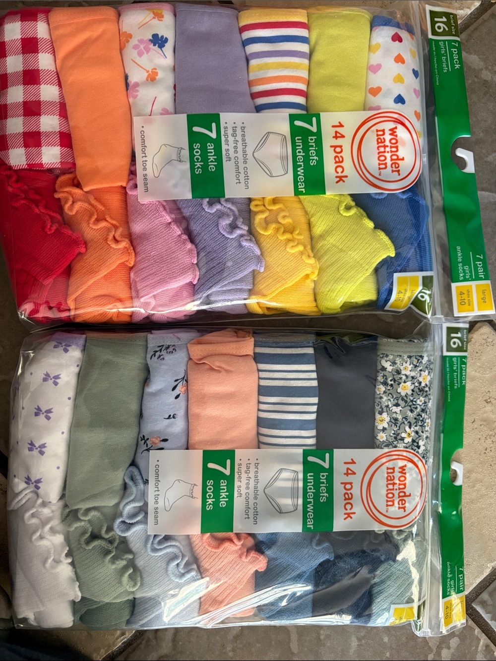 New 28 piece girls, underwear and socks set girl size 16